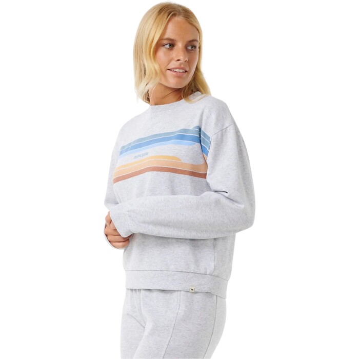 2024 Rip Curl Mujer High Tide Surf Crew Sudadera 06TWFL - Light Grey Marl